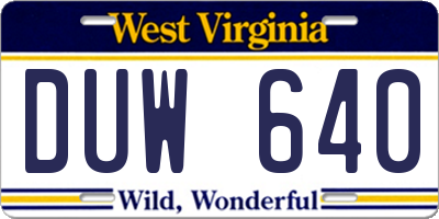 WV license plate DUW640