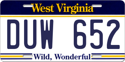 WV license plate DUW652