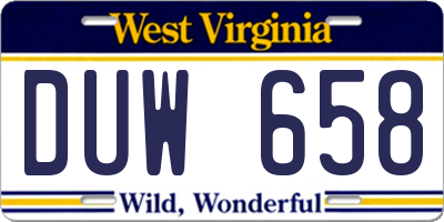 WV license plate DUW658
