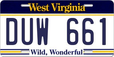 WV license plate DUW661