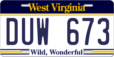 WV license plate DUW673