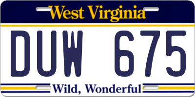 WV license plate DUW675