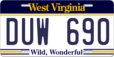 WV license plate DUW690
