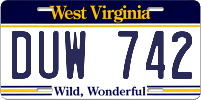 WV license plate DUW742
