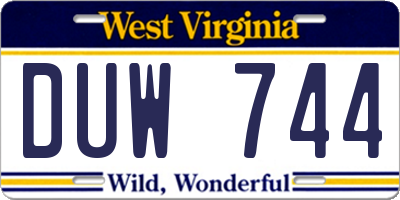 WV license plate DUW744
