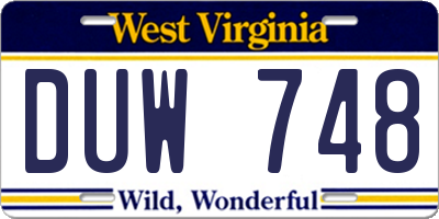 WV license plate DUW748