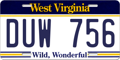 WV license plate DUW756