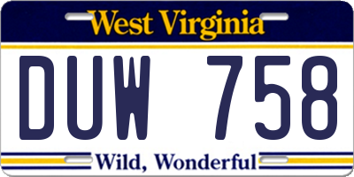 WV license plate DUW758