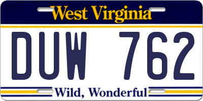 WV license plate DUW762
