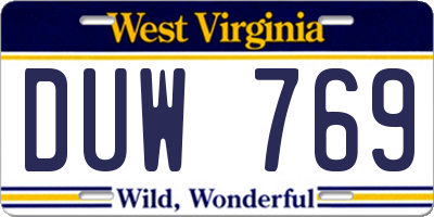 WV license plate DUW769