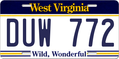 WV license plate DUW772
