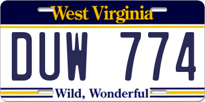 WV license plate DUW774