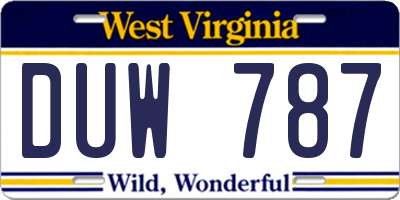 WV license plate DUW787