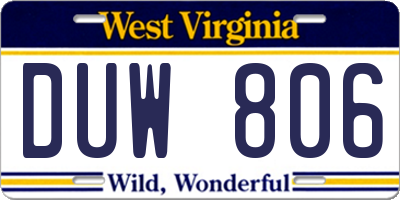 WV license plate DUW806
