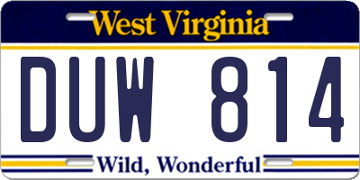 WV license plate DUW814