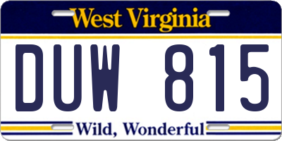 WV license plate DUW815