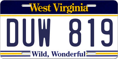 WV license plate DUW819