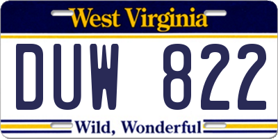 WV license plate DUW822