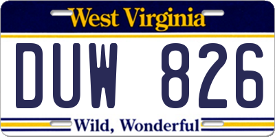 WV license plate DUW826