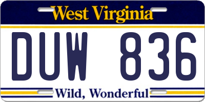WV license plate DUW836