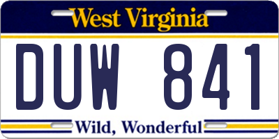 WV license plate DUW841