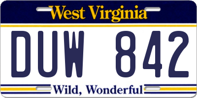WV license plate DUW842