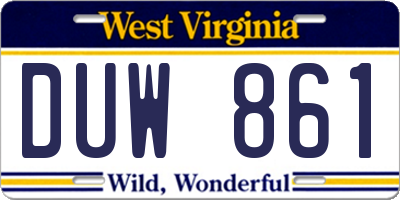 WV license plate DUW861