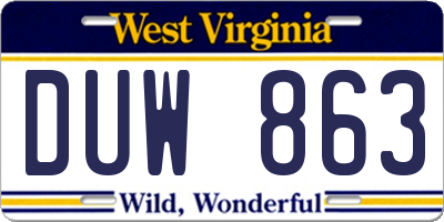 WV license plate DUW863
