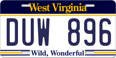 WV license plate DUW896