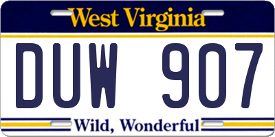 WV license plate DUW907