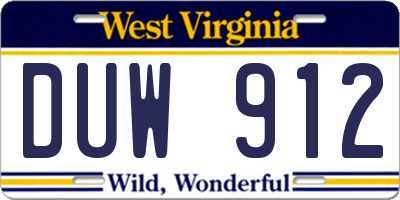 WV license plate DUW912