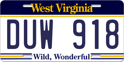 WV license plate DUW918