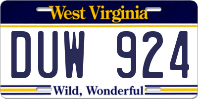 WV license plate DUW924