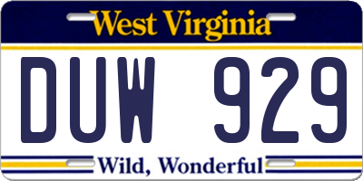 WV license plate DUW929
