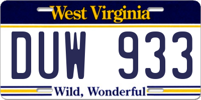 WV license plate DUW933