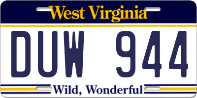 WV license plate DUW944