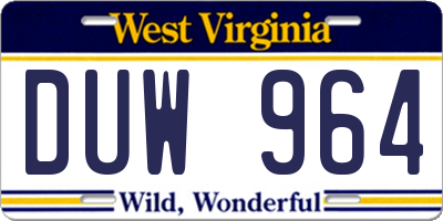 WV license plate DUW964