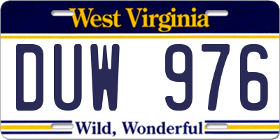 WV license plate DUW976