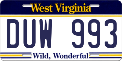 WV license plate DUW993