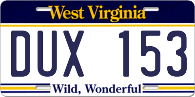 WV license plate DUX153