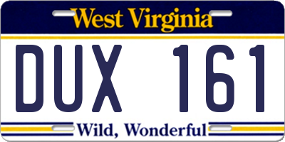 WV license plate DUX161