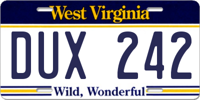 WV license plate DUX242