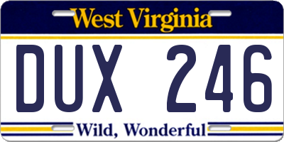 WV license plate DUX246