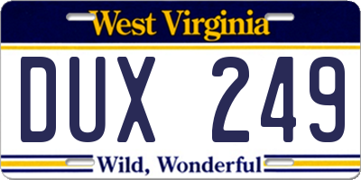 WV license plate DUX249