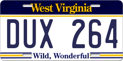 WV license plate DUX264