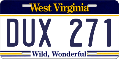 WV license plate DUX271