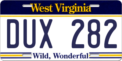 WV license plate DUX282