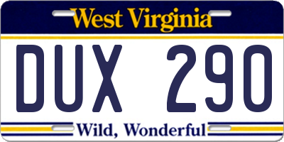 WV license plate DUX290