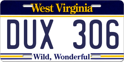 WV license plate DUX306