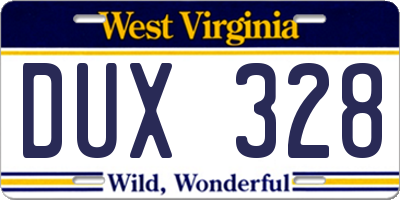 WV license plate DUX328